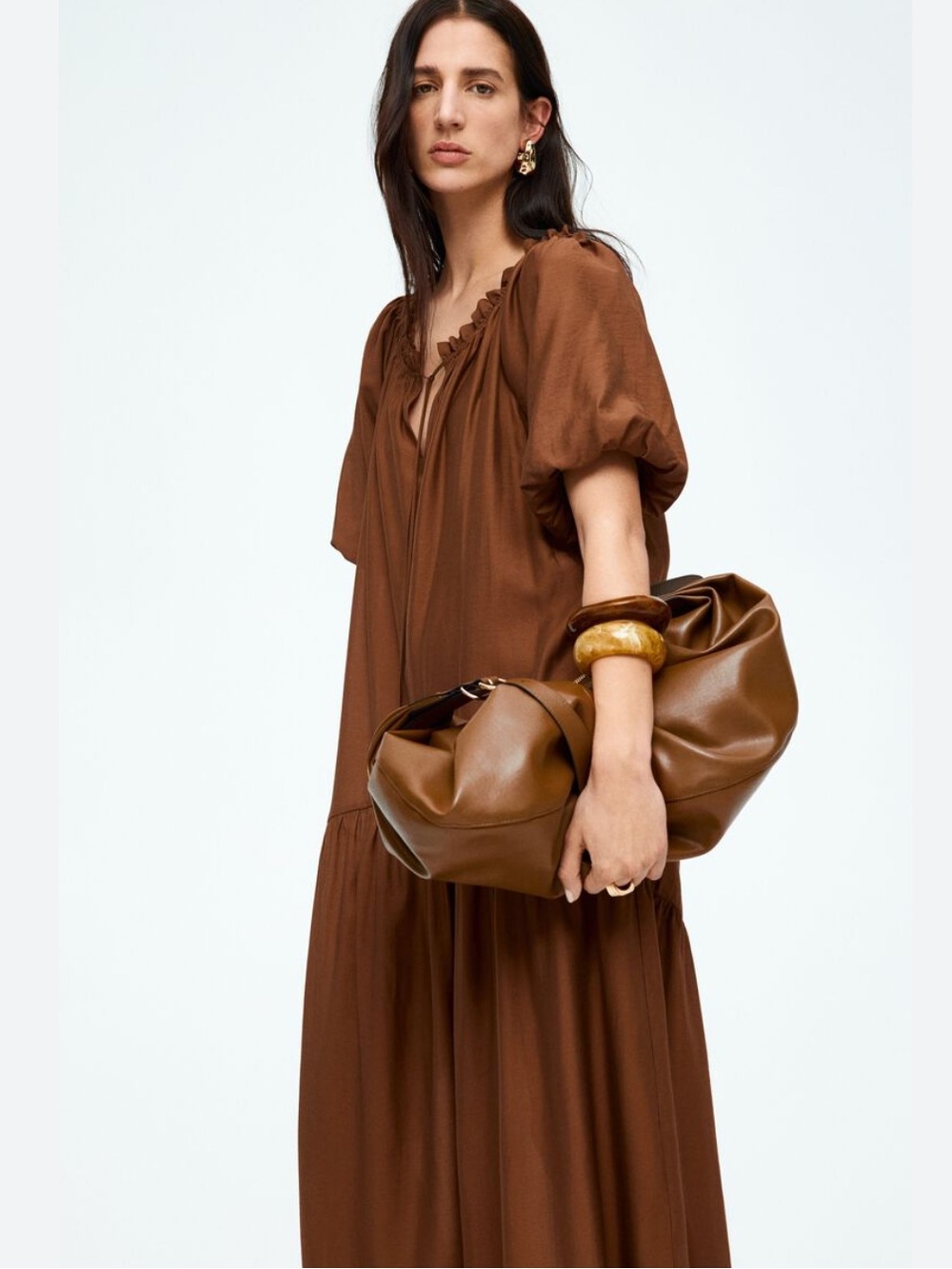 NWT H&M Bubble Sleeve Maxi Dress